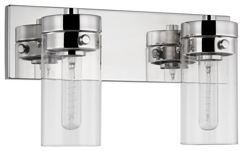 Intersection 2-Light Vanity, Polished Nickel With Clear Glass