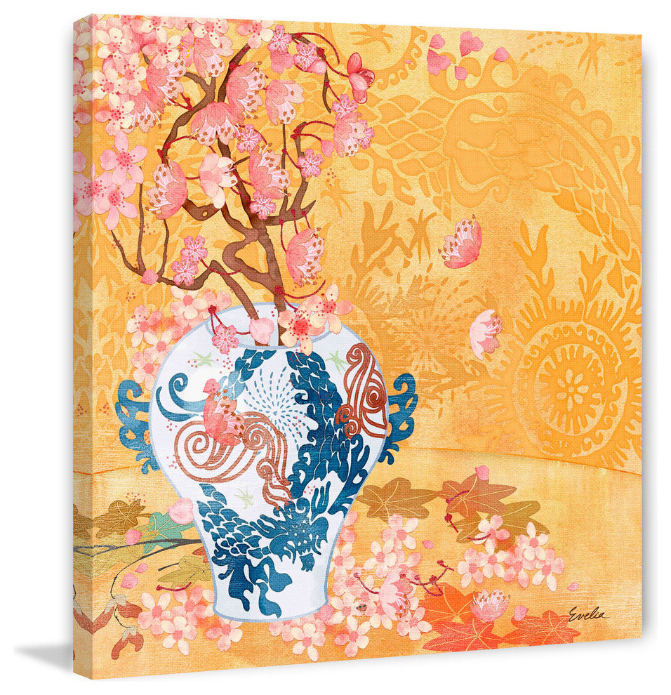 "Chinese Blue Vase II" Painting Print on Canvas by Evelia