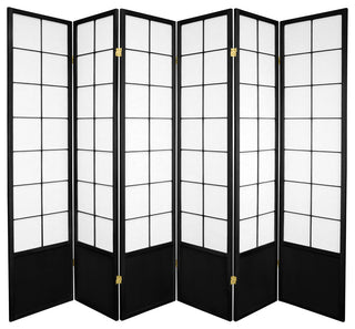 6' Tall Zen Shoji Screen, Black, 6 Panels
