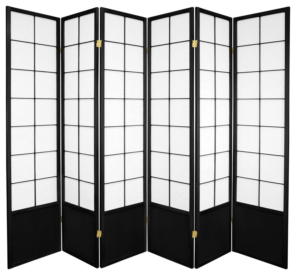 6' Tall Zen Shoji Screen, Black, 6 Panels