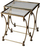 Antique Gold Glass Nesting Tables Set