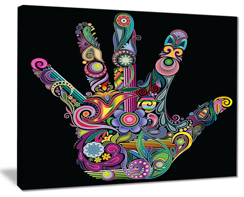 "Rainbow Hand With Multi Colors" Abstract Digital Art Canvas Print