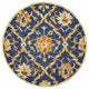 6" Round Navy and Gold Ornate Lattice Area Rug