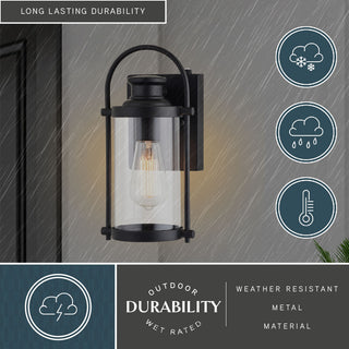 Winfield 1 Light Dusk to Dawn Matte Black Wall Lantern, 5.75"wx11.5"hx5.5"d