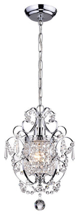 Amorette 1-Light Chrome Glam Lighting Mini Pendant Chandelier With Crystals