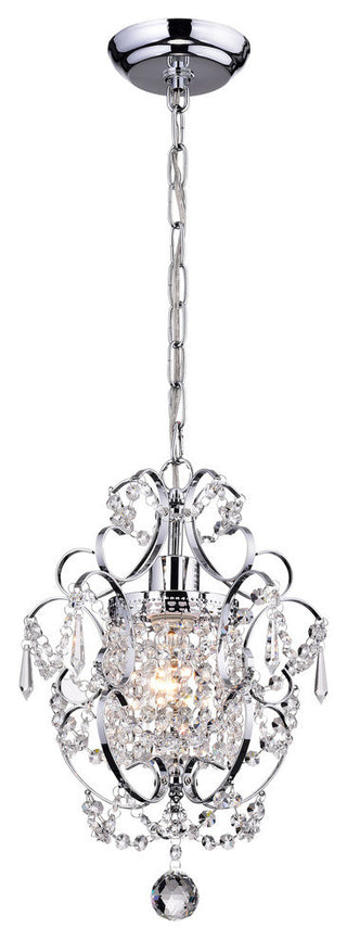Amorette 1-Light Chrome Glam Lighting Mini Pendant Chandelier With Crystals