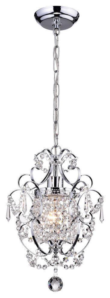 Amorette 1-Light Chrome Glam Lighting Mini Pendant Chandelier With Crystals