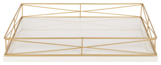 Mendel Rectangle Tray with Decorative Metal Rim, White 12x16.5