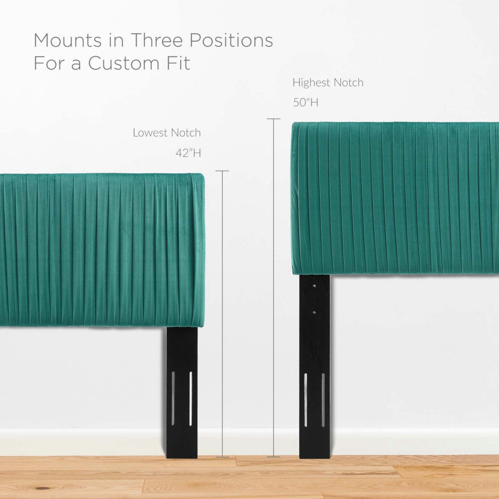 Tufted Headboard, Twin Size, Velvet, Teal Blue, Modern Contemporary, Bedroom