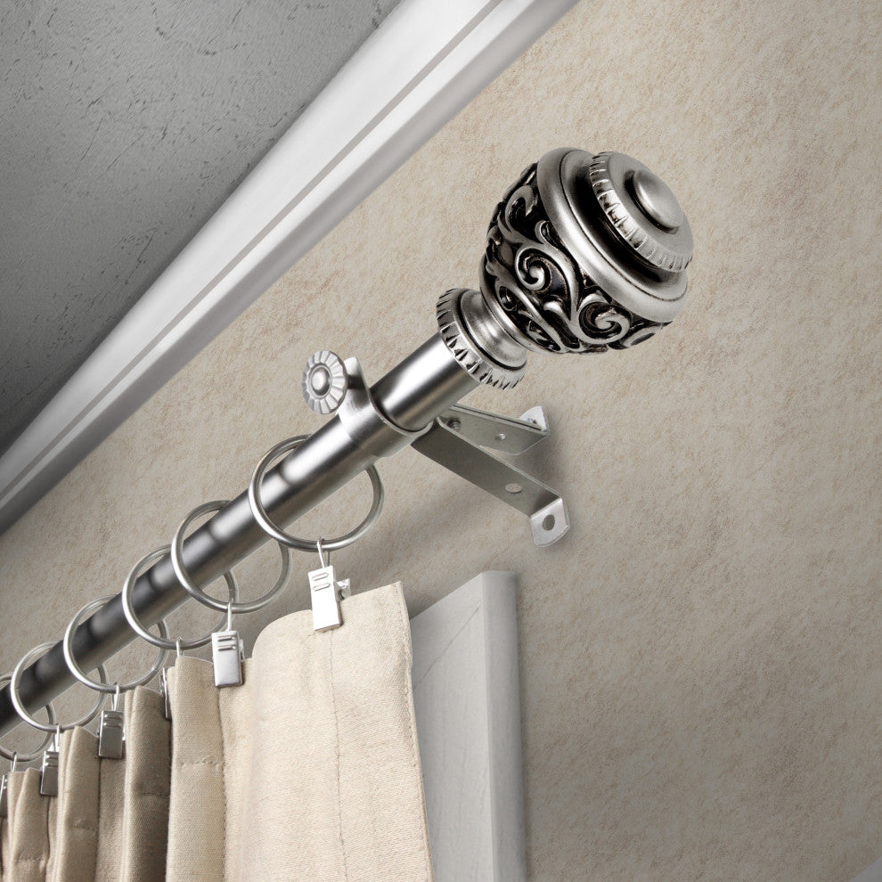 Harmony 13/16" Diameter Curtain Rod, Satin Nickel, 18-28"