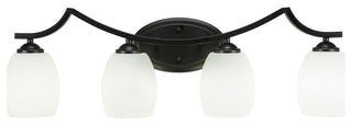 Zilo 4 Light Bath Bar, Matte Black Finish, 5" White Linen Glass