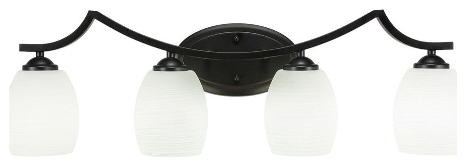 Zilo 4 Light Bath Bar, Matte Black Finish, 5" White Linen Glass