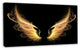 Golden Angel Wings on Black, Oversized Abstract Canvas Art, 32"x16"