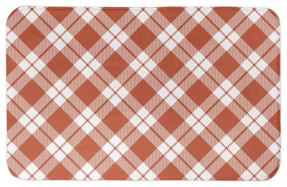Orange Plaid 34x21 Bath Mat