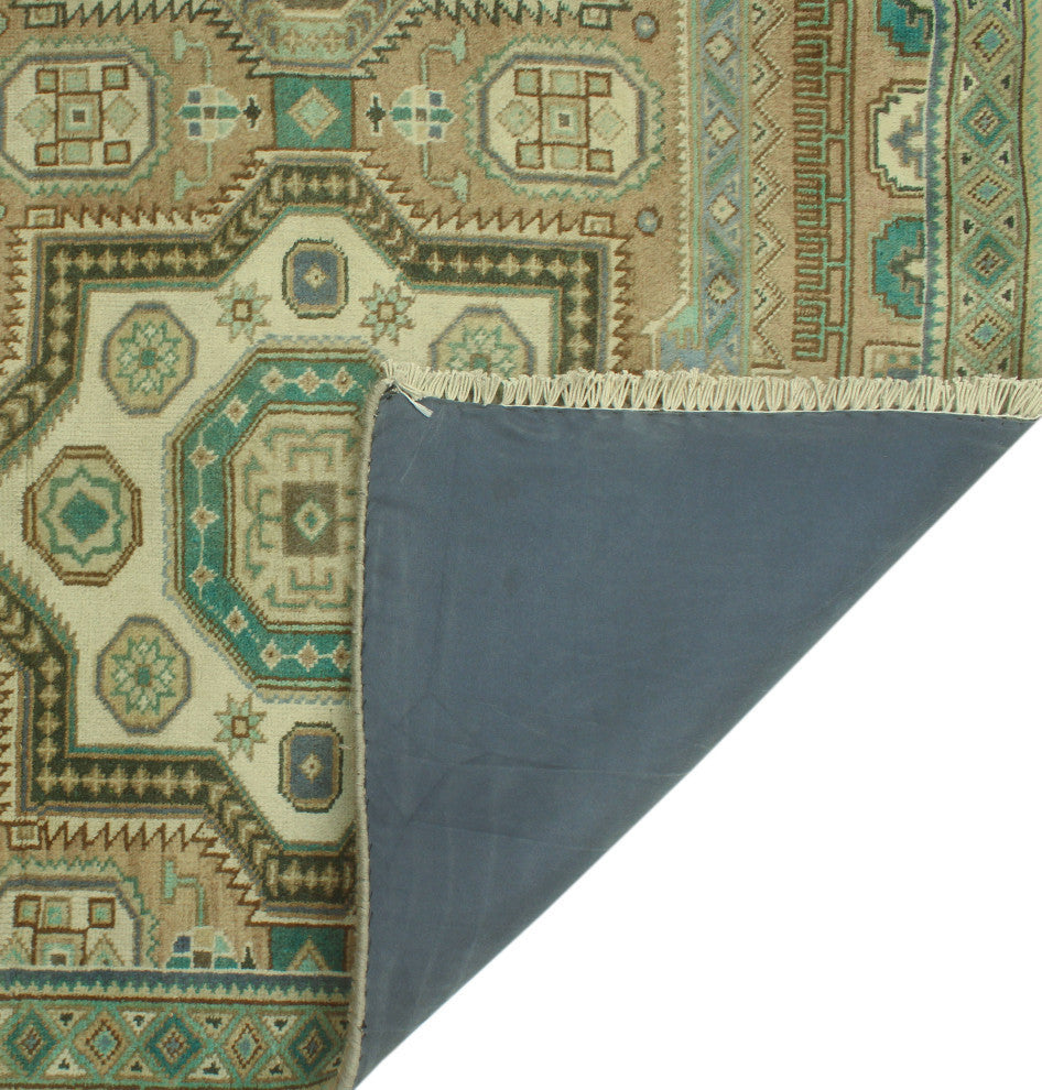 Fine Vintage Distressed Alvis Beige/Light Green Rug, 7'0x10'0