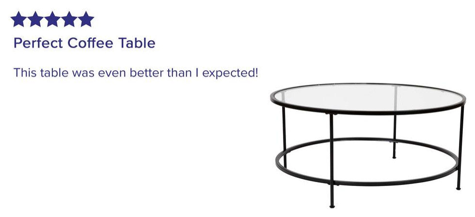 Astoria Collection Round Coffee Table - Modern Clear Glass Coffee Table with...