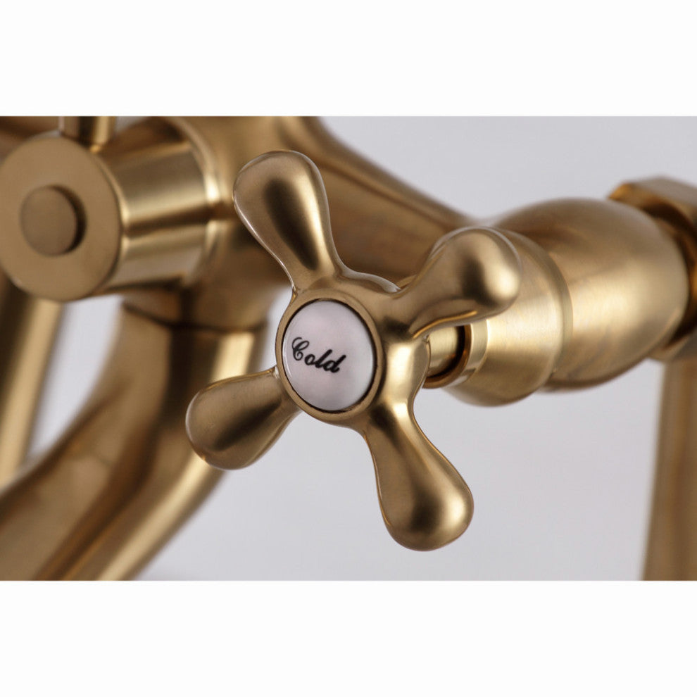 Kingston Brass Clawfoot Tub Faucet With Hand Shower, Brushed Brass