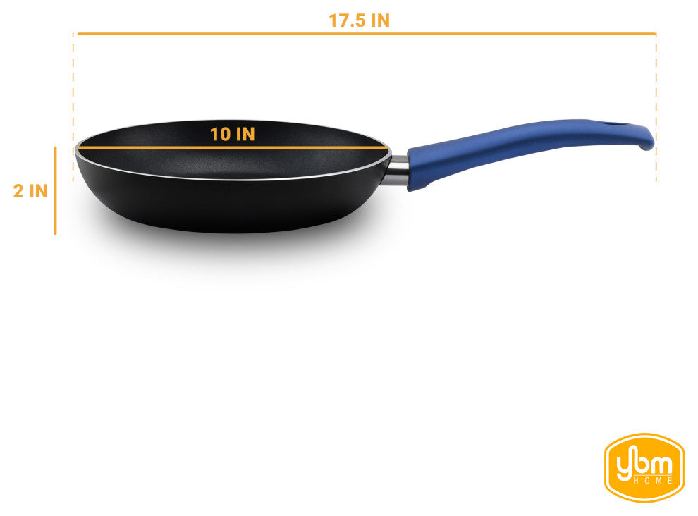 Ybm Home Teflon Classic Non Stick Frying Pan  Aluminum Skillet for Omelette, Sim, Blue, 9.5"