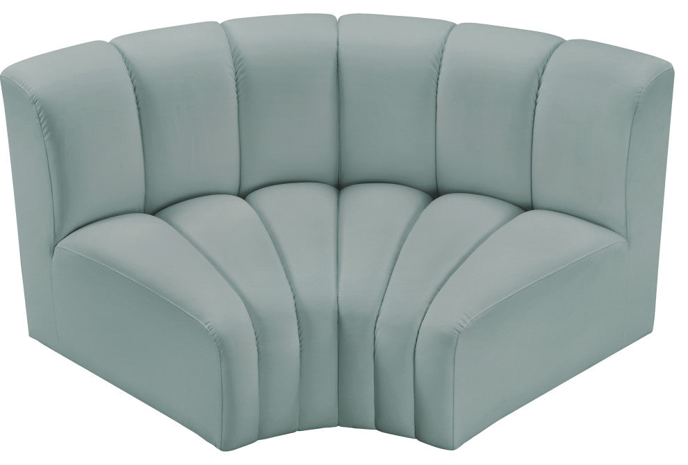Arc Vegan Leather Upholstered 2-Pc. Inward Curved Modular Sectional, Green