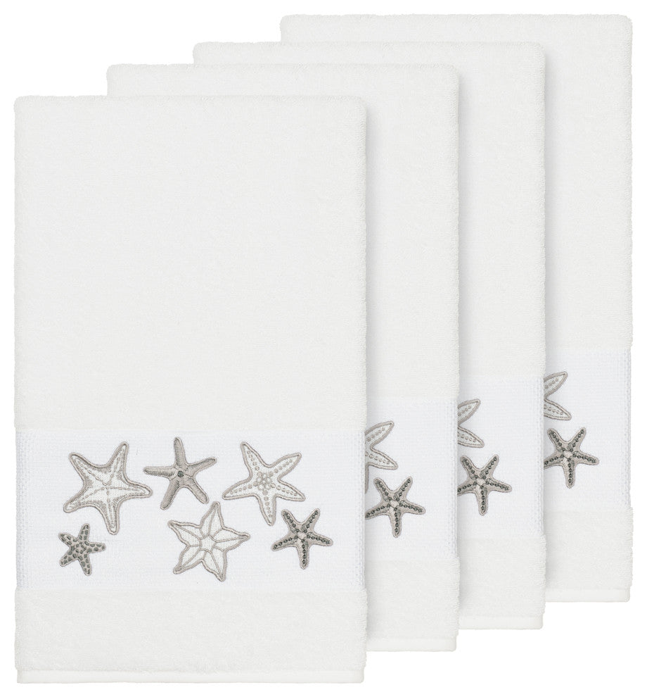 Lydia 4-Piece Embellished Bath Towel Set, White