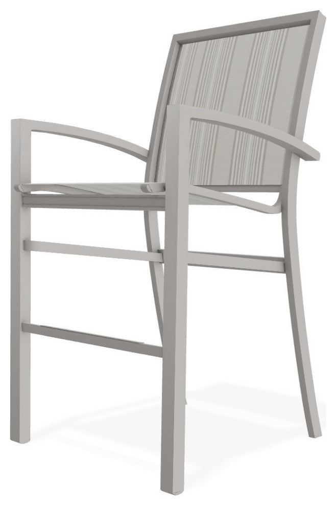 Kendall Sling Bar Height Stackable Outdoor Stool, Harbor/Warm Gray