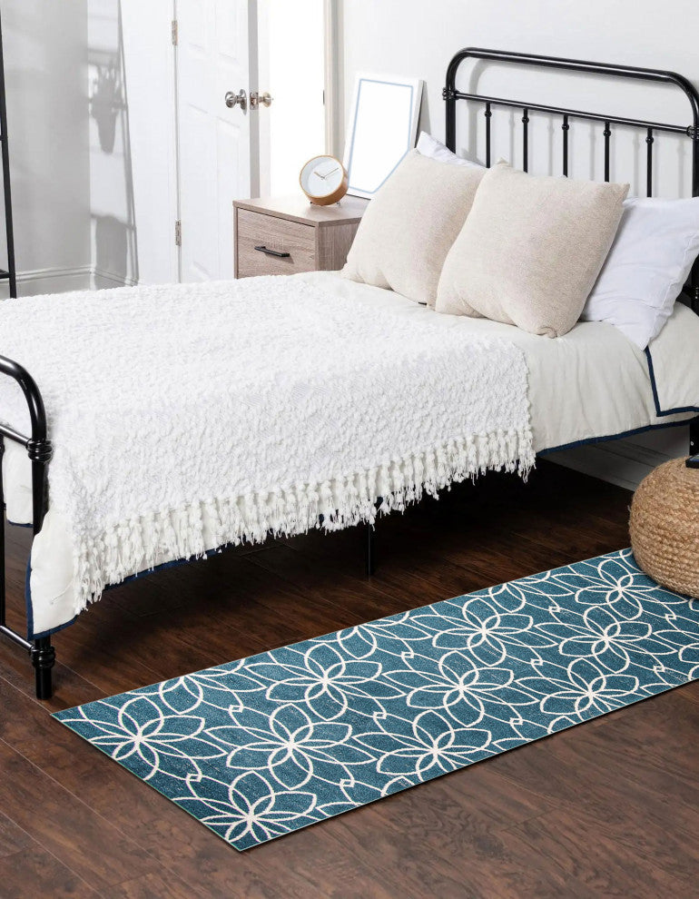 Aqua Terali Area Rug, Turquoise, 2'6"x8'