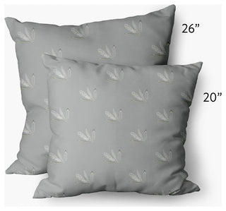 Feather Pattern Decorative Throw Pillow, Gray, 20"x20"
