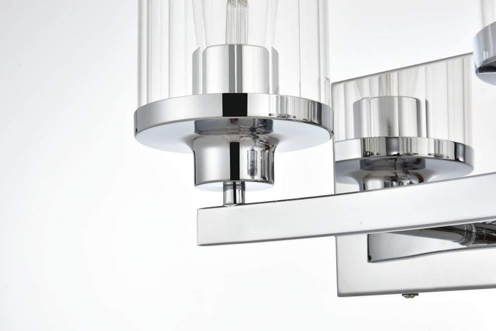 2 Light Chrome And Clear Bath Sconce