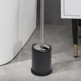 Toilet Brush Set with Stainless Steel Handle, Folding Lid and Removable Insert, Black