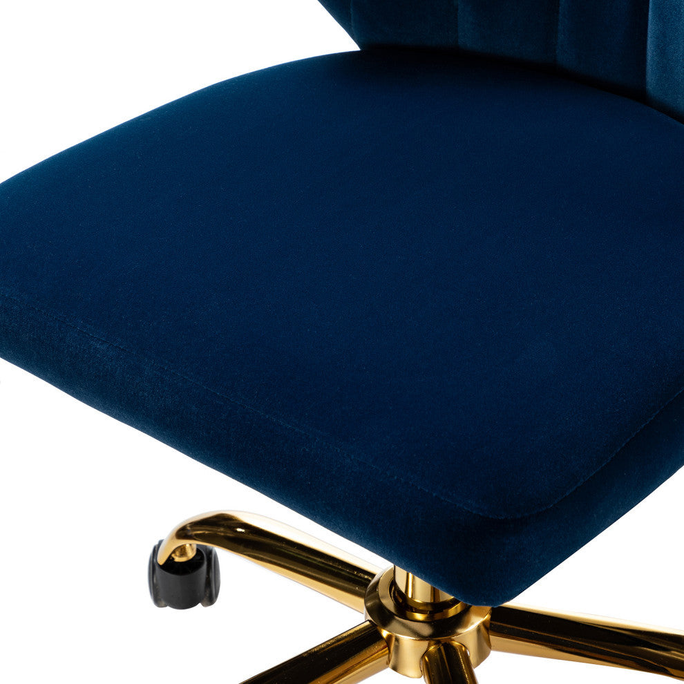 Swivel Task Chair With Tufted Back, Navy