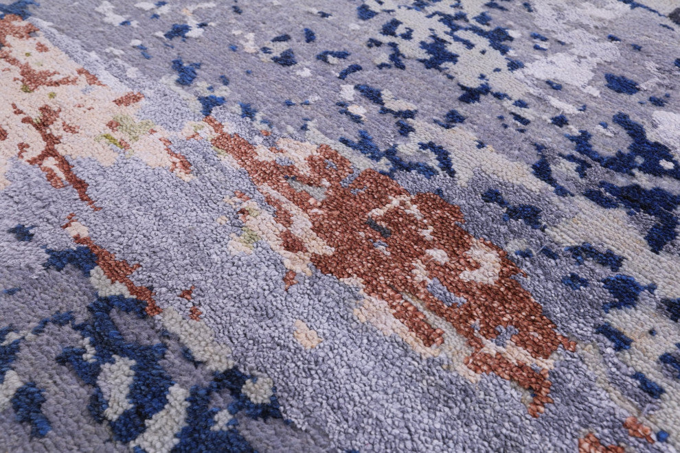 7' 11" X 10' 2" Handmade Wool and Silk Modern Rug Q7222