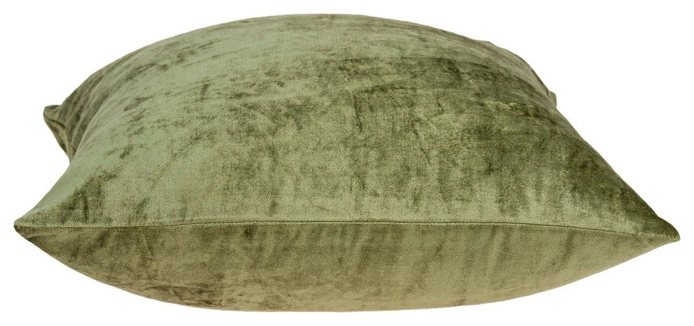 20" X 7" X 20" Transitional Olive Solid Pillow Cover With Poly Insert