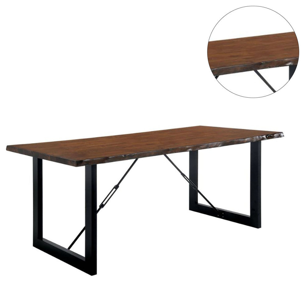 Metal and Wood Dining Table, Walnut And Black