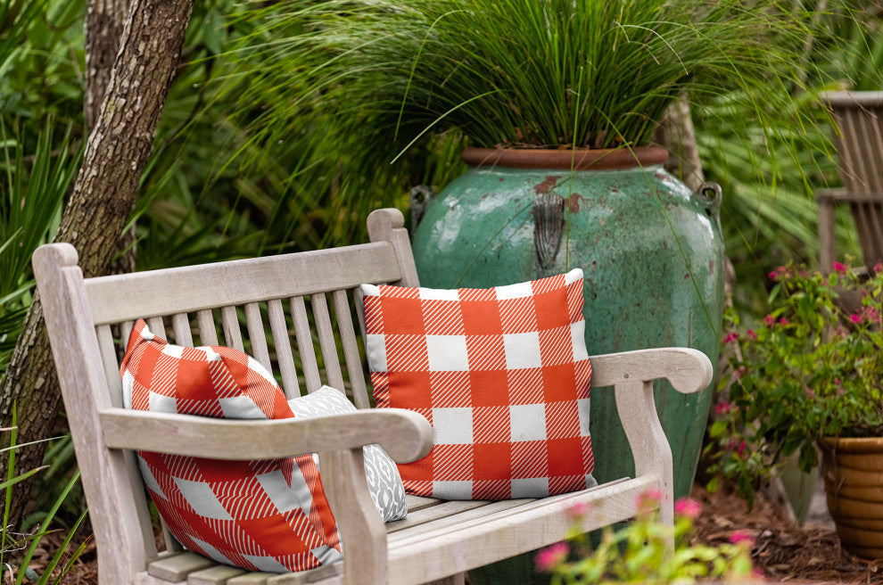 Buffalo Plaid Indoor/Outdoor Throw Pillow, Harvest Orange, 20"x20"