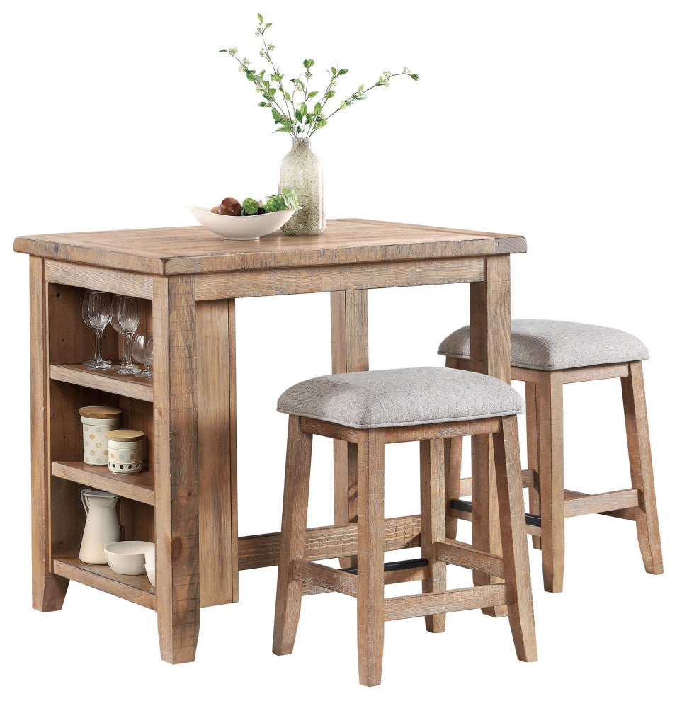 Highland Table With 3 Open Shelves, Sandwash
