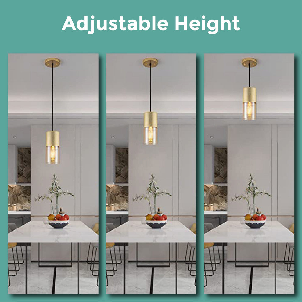 1 Pack  Gold kitchen island lighting Adjustable Amber pendant lighting