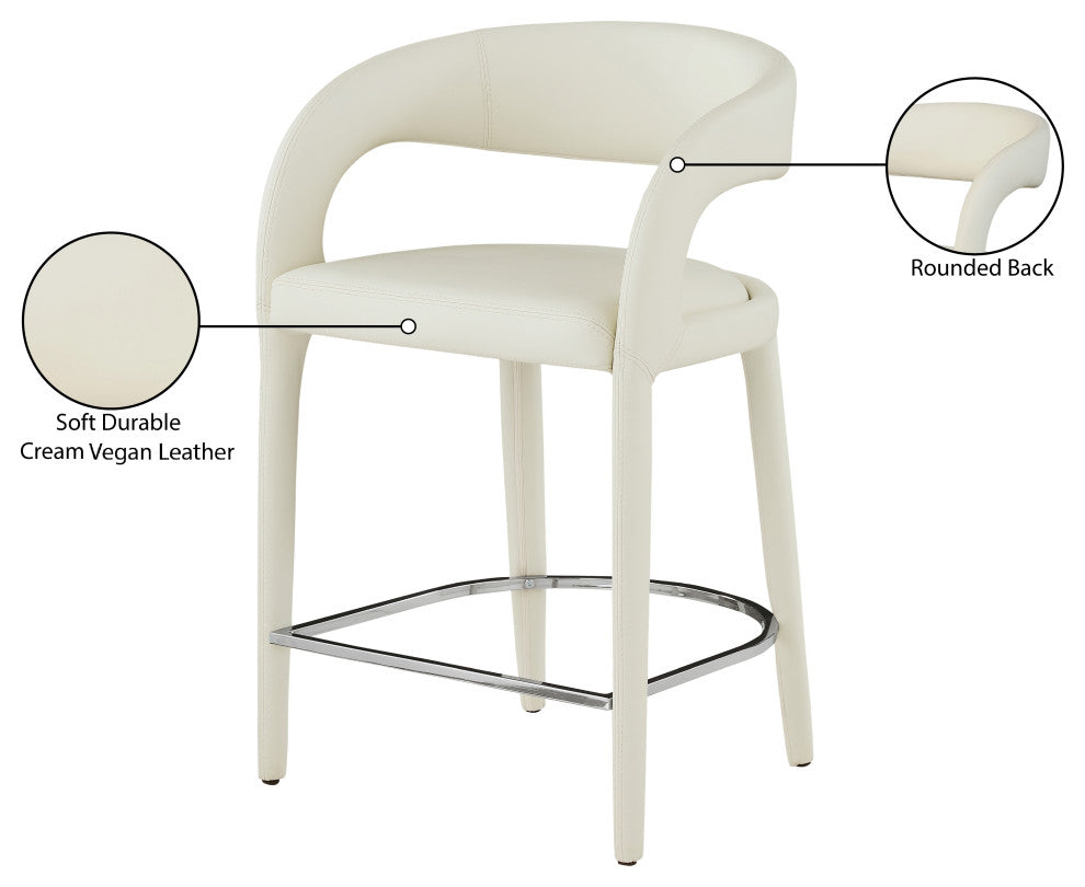Sylvester Faux Leather Stool, Cream