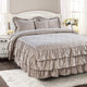 Matte Satin Ruffle 4 Piece Bed Spread Set, Taupe, King