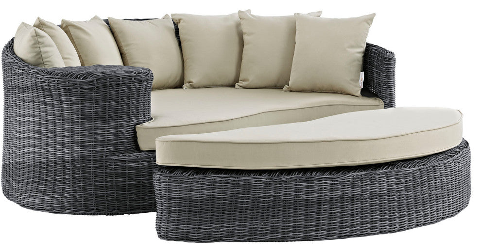Antique Canvas Beige Summon Outdoor Patio Sunbrella Daybed