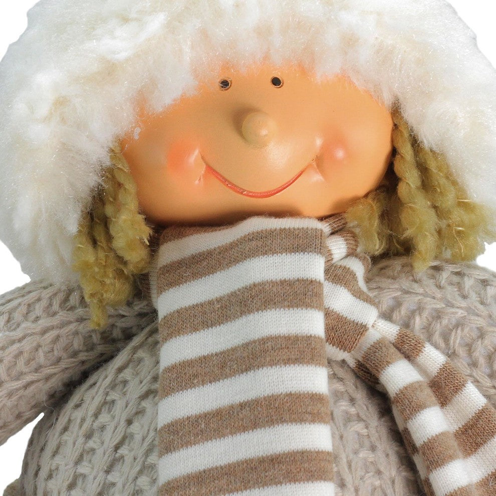 12" Decorative Champagne Boy in Pants Christmas Table Top Figure