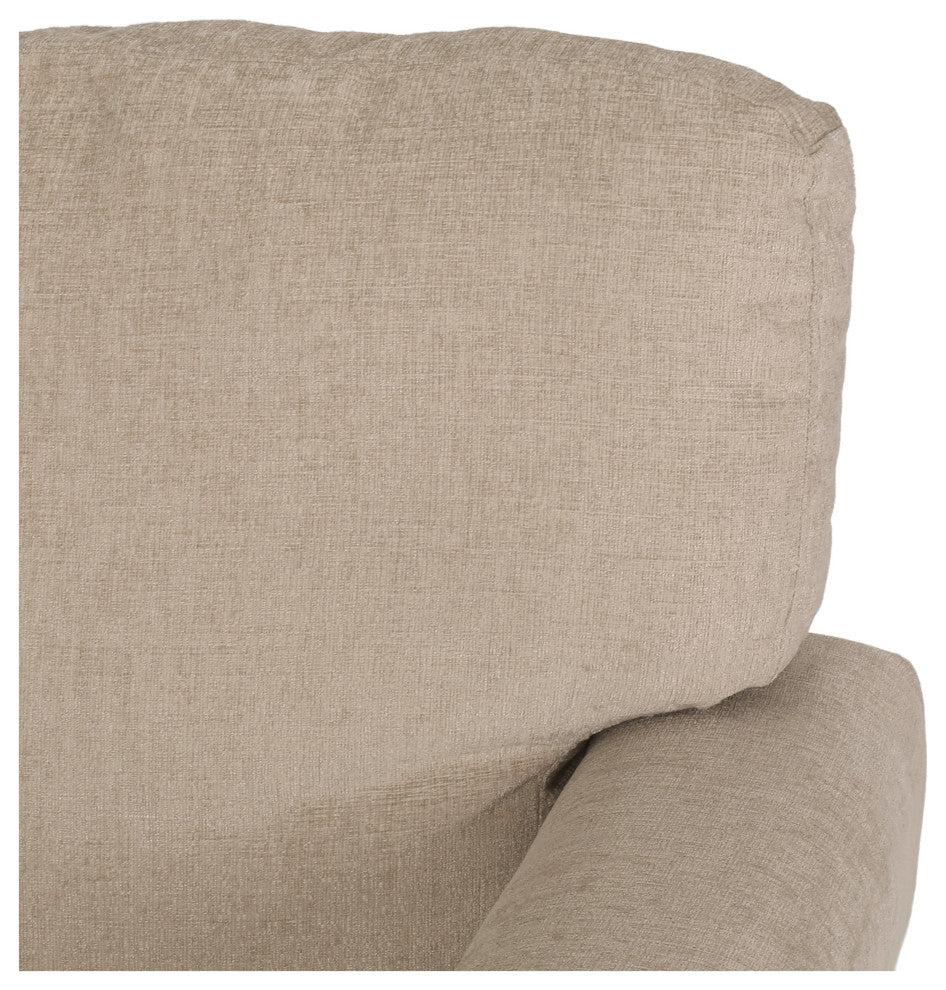 Dobles Contemporary Fabric 3-Seater Sofa, Nailhead Trim, Sand/Dark Brown