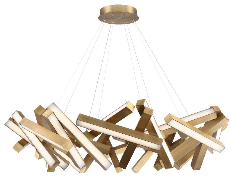 Chaos  LED Round Chandelier 3000K, Aged Brass, 60"