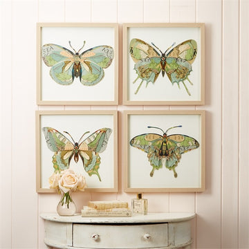 Two's Company Papillon Set of 4 Butterfly Paper Collage Wall Art