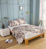 Wispy Leaf Taupe Gray Microfiber Flat Sheet, Cal King