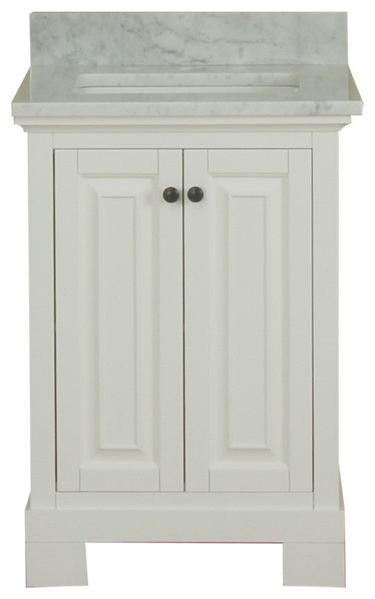 Richmond 24" Single Vanity in White, Carrera Marble Top and Mirror