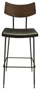 Sol Seared Oak and Leather Stool, Black, Bar Height