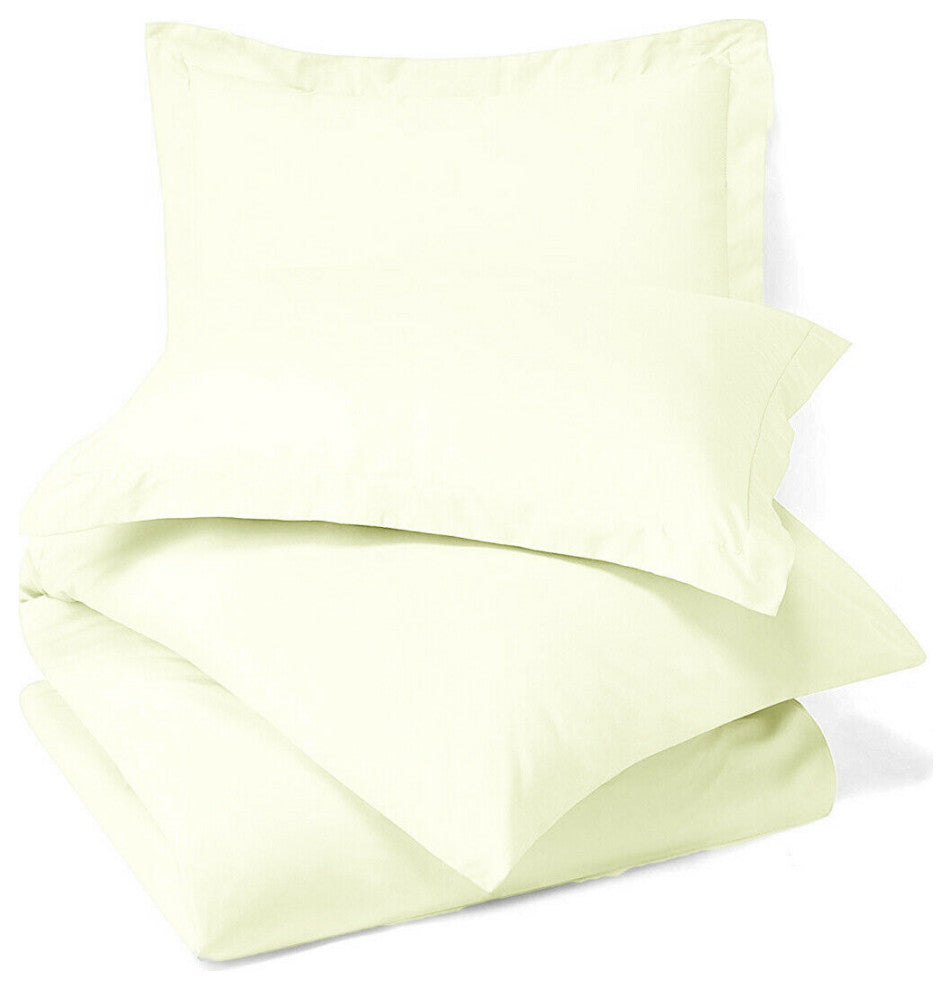 100% Microfiber Solid 3PC Duvet Cover Set, Ivory, Full/Queen