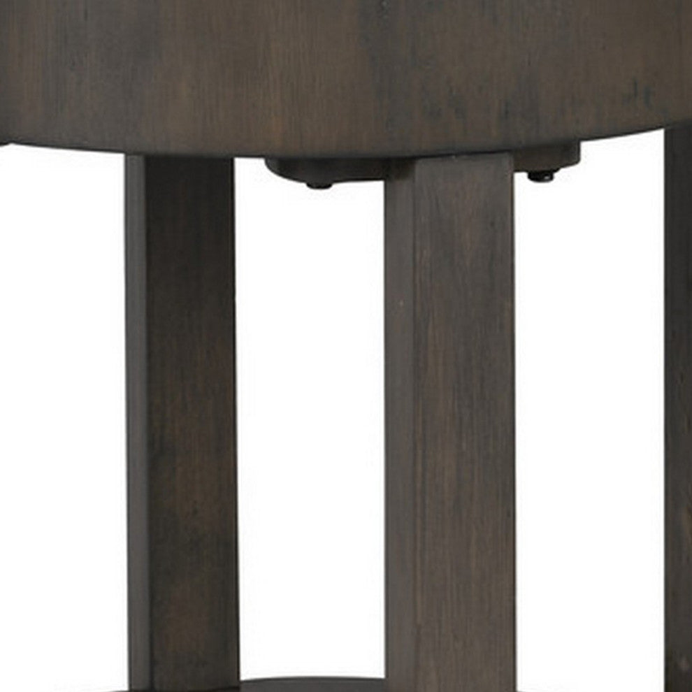 Benzara BM293167 Modern End Table With USB Ports and Shelf, Brown Wood