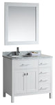 London 36" Single Sink Vanity Set, Drawers on Right, White