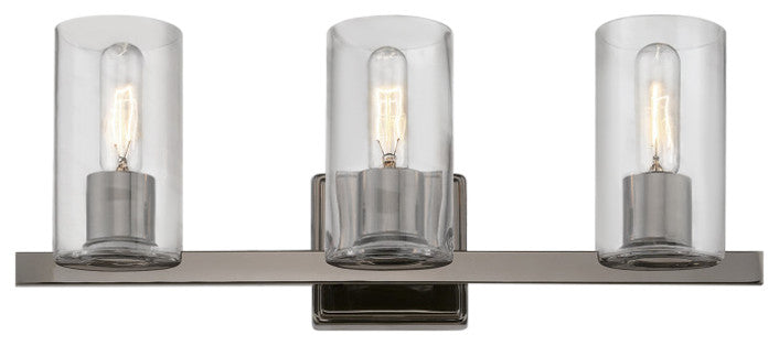 Clarion 3 Light Black Chrome Vanity Sconce